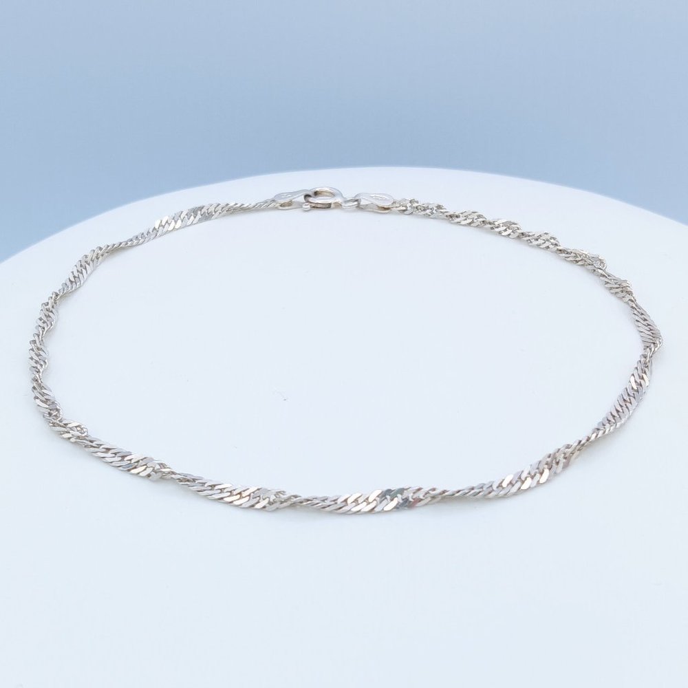 Vintage ITALY Sterling Silver Twist Chain Link Bracelet